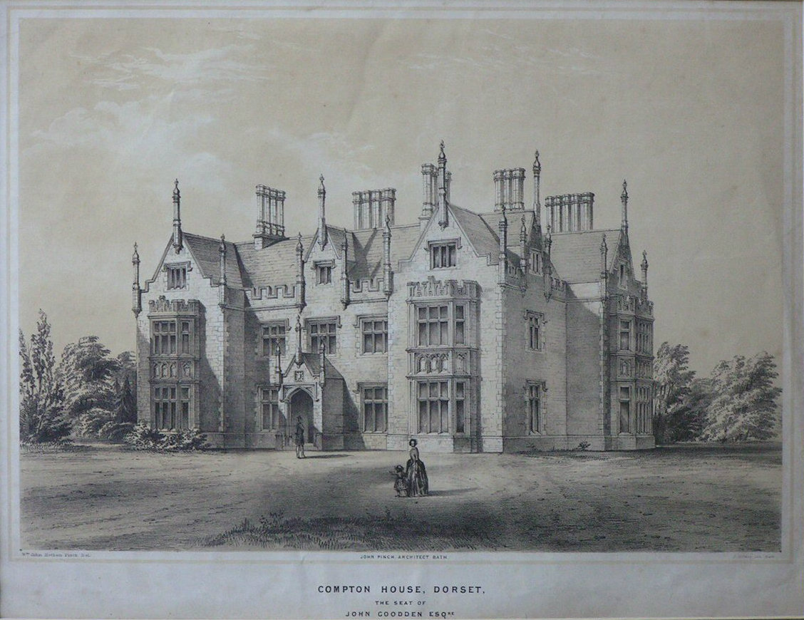 Lithograph - Compton House, Dorset. The seat of John Gooden Esqre. - Hollway